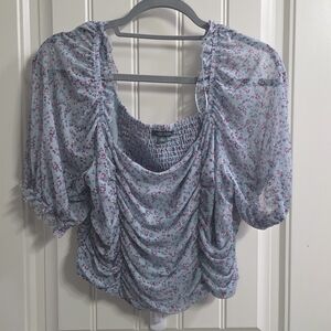 Wild Fable Light Blue Floral Blouse